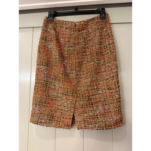 J. CREW The Pencil Skirt Tweed Orange Brown Multi Color‎ Size 2 - Picture 4 of 9